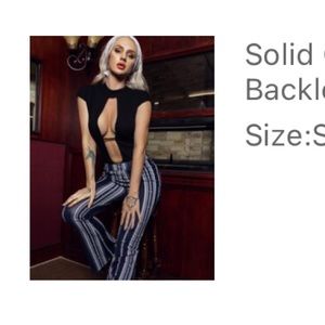 Solid black cutout bodysuit